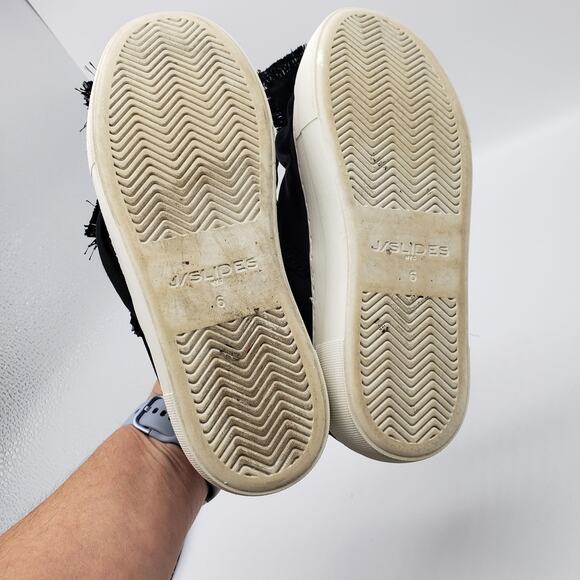 J/Slides Women's Nyc Annabelle Bow Fringe Platform Sneakers Shoes Black SZ 6 - Picture 7 of 8